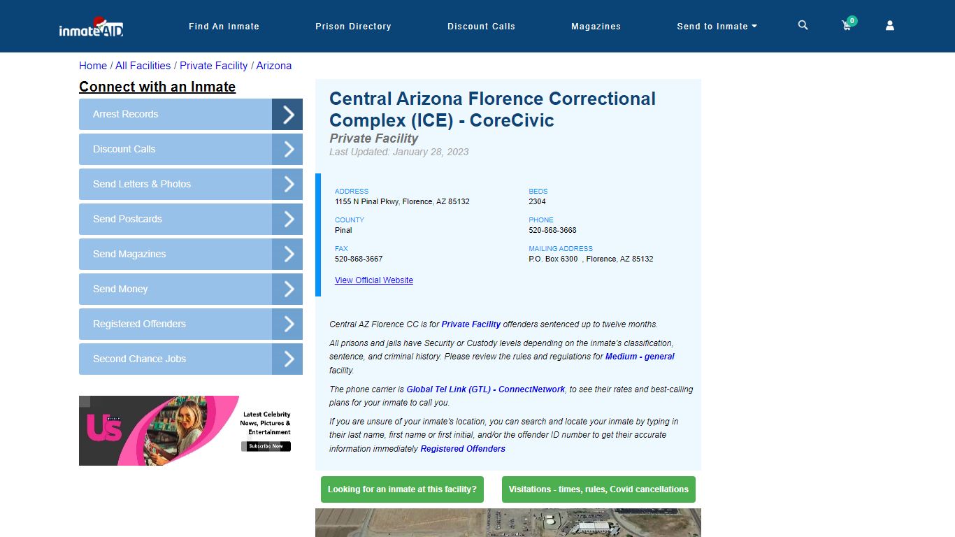 Central Arizona Florence Correctional Complex (ICE) - CoreCivic - InmateAid