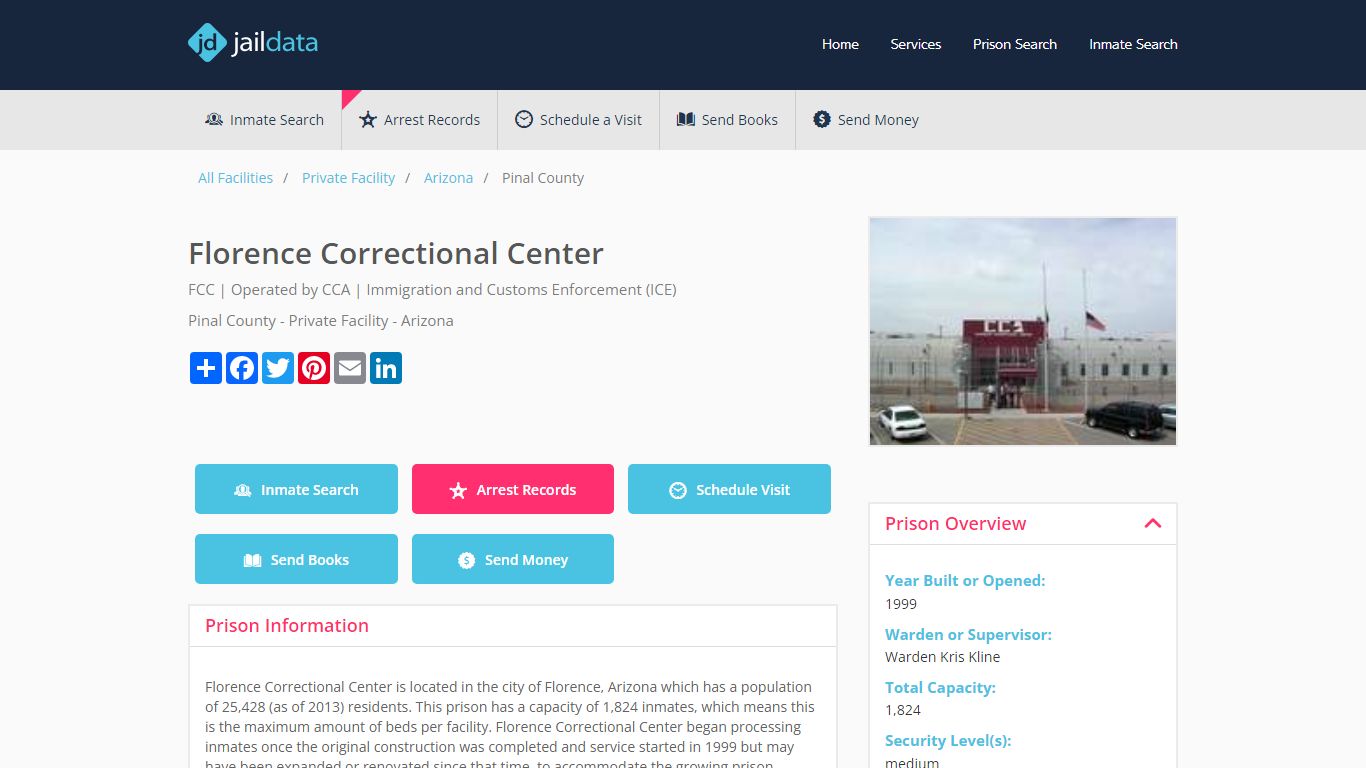 Florence Correctional Center Inmate Search and Prisoner Info - Florence, AZ