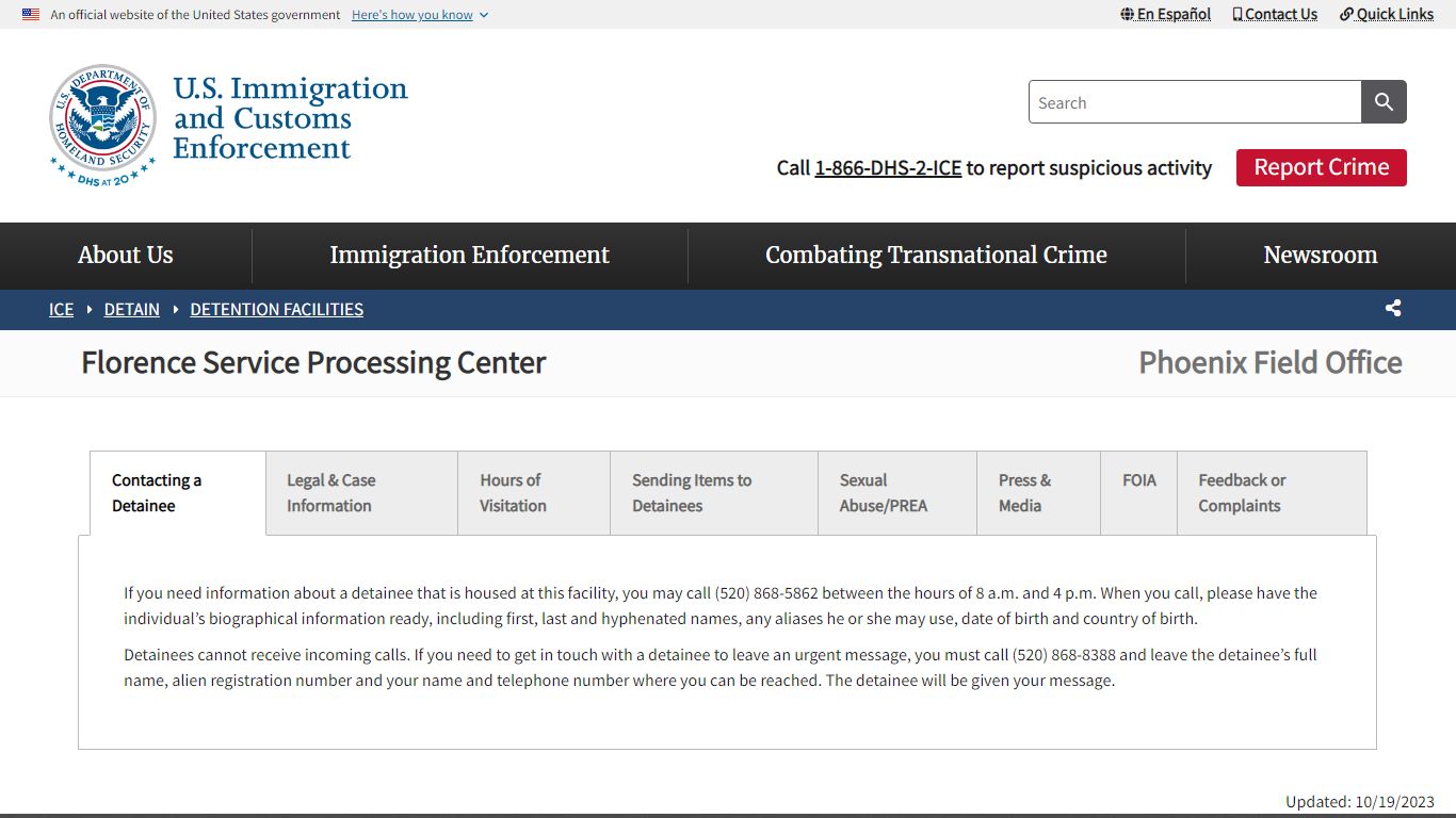 Florence Service Processing Center | ICE